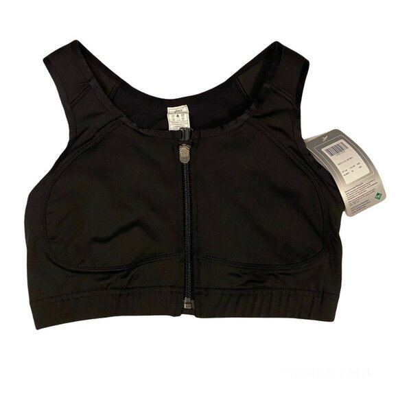 Asics Sports Bra Womens 34C Black Lock Front Zip Athletic Bra NWT WU0902-90 - Picture 1 of 10